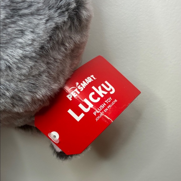 Petsmart Plush Dog Squeaker Toy Grey and Pink Lucky Bear - Picture 5 of 7